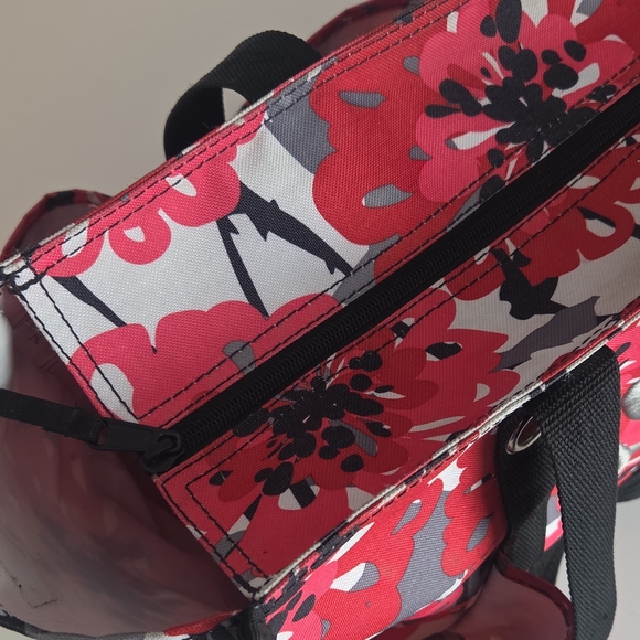 Thirty-One Pink Floral Tote with Black Straps With Monagram "S" - Picture 6 of 10